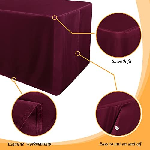 Obstal 2 Pack Fitted Table Covers for 8 Foot Tables, Burgundy - Image 4