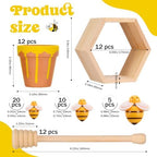 Cinnvoice 12 Set Ceramic Mini Honey Bee Pots with Honeycomb Stand Dippers Bee Charms Cupcake Planter Hexagon Display Holder Honey Party Favors for Baby Shower Guests Wedding Birthday Party Decor - Image 2