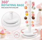 2Pack Wooden Cake Pop Stand Kit with 360° Spinning Base, 49Hole Lollipop Holder with Cake Ball Scoop, 100 Paper Sticks, 100 Clear Treat Bags and 100 Twist Ties, Easy Twist Assembly for Parties - Image 4