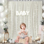 10 x 10 Feet Ivory White Backdrop Curtain for Partie, Background Curtains for Photoshoot, Birthday, Wedding, Halloween, Thanksgiving, Christmas Day, New Year Party Decorations 5Ft x 10Ft, 2 Panels - Image 5