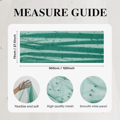 Artoid Mode 10-Pack Pearl Dark Green Gauze Table Runner 10FT Home Decor - Image 6