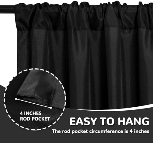MEETSKY 4 Panels Black Backdrop Curtain for Halloween Party Wedding Ceremony 20ftx 10ft Photo Backdrop Drapes Fabric Backdrop Curtain Rod Pocket Decoration Birthday Party for Boys Men, 5ft x 10ft - Image 4