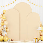 FOTSHARER Spandex Arch Backdrop Cover Set of 3 Beige Wedding Arch Cover 4FT 5FT 6FT Arch Covers for Balloon Frame Stand 2-Sided Arches Backdrop Stretchy Covers for Wedding Banquet Party Banquet Decor by FOTSHARER