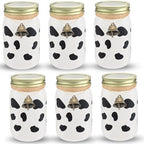 Chunful 6 Pcs Western Cowboy Mason Jars Centerpieces with Brass Bells for Table Cowboy Baby Shower Decorations Cow Print Western Theme Party Baby Shower Table Centerpieces by Chunful