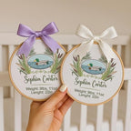 Embroidery Baby Name Sign, Personalized Welcome Baby Hoop Sign with Bow, Custom Baby Name Sign for Hospital, Infant Baby Shower Gifts New Parents (17) - Image 3