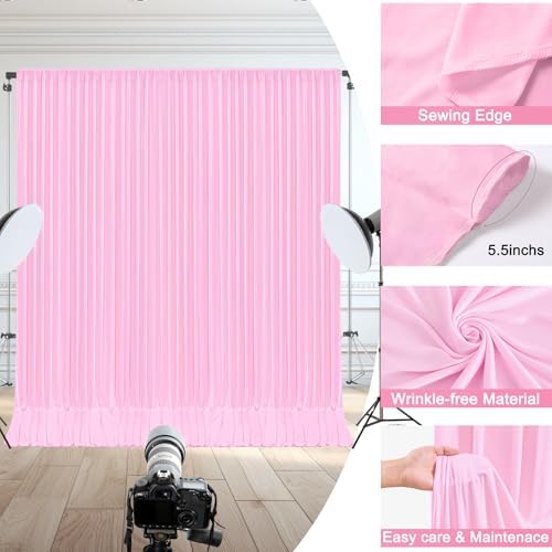 10x10ft Pink Backdrop Curtain for Wedding Parties Wrinkle Free Fabric Light Pink Drapes Backdrop Decoration for Baby Shower Birthday Photography Decoration 2 Panels, 5ft x 10ft - Image 6