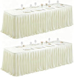 2 Packs Ivory Satin Tablecloths Rectangle 4FT,Glitter Spandex Fitted Stretch Table Covers Wrinkle-Resistant Floor Length Shimmer Pleated Table Skirt for Wedding Parties Baby Shower Banquets by Partisky