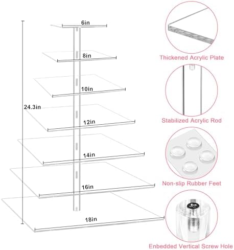 weddingwish Cupcake Stand, 7 Tier Square Cupcake Stand for 160 Cupcakes, Acrylic Cupcake Tower Stand, Large Cupcake Display Stands, Tiered Cupcake Holder Stand for Birthday, Party, Baby Shower - Image 4