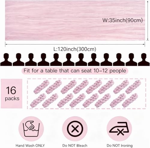 16 Pack Light Pink Cheesecloth Table Runner 10FT Boho Gauze Cheese Cloth Table Runner Vintage Rustic Sheer Table Runners for Wedding Bridal Baby Shower Birthday Party Table Decorations - Image 3