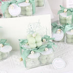 ACITHGL 30 Sets Fully Assembled Small Bubble Candle Party Favors for Guests Bulk Bridal Showers Favors Candles with Stylish Ribbons Thank You Cards Gifts (Green) - Image 3