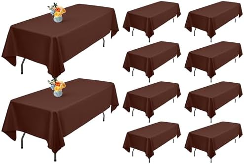 Showgeous 60x102 Inch Brown Rectangle Tablecloth 10 Pack Fit 6FT Table by Showgeous