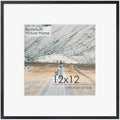 FLYJOE 12x12 Frame - Metal Square Picture Frame With Plexiglass 12x12 Frame With Mat for 8x8 Minimalist Modern Poster Frame Hanging Hardware Included (Black, 3Pcs) by FLYJOE