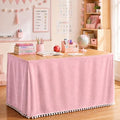 Tudomro Teacher Desk Skirt Table, Tassel, 6ft, Pink by Tudomro