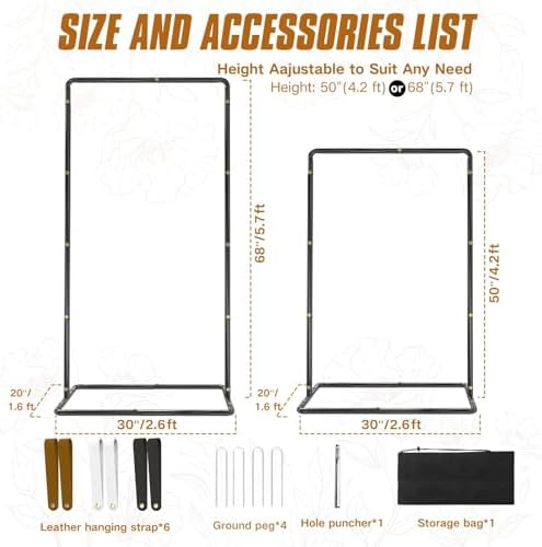 Blcak Wedding Sign Holder Adjustable Welcome to Our Wedding Sign Stand 68”x31”x 20”,Heavy Duty Easel Stand for Sign Include 6 Sign Hanging Straps &1 Storage Bag&Ground Stakes for Signs and Posters - Image 3