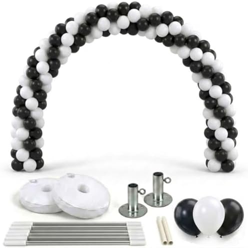 PMU DIY Professional Balloon Arch Deluxe Kit (Black and White) Balloon Garland for Party Decoration, Decoration Kit for Birthday Party, Wedding, Graduation, Baby Shower (41688-61646) Pkg/1 by PMU