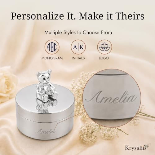 Teddy Bear Silver Plated First Curl & Tooth Keepsake Box - Image 3