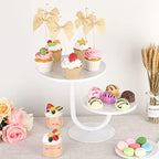 2 Tier Cake Stand, Metal Cupcake Stand Dessert Display Trays of 10/8 Inch, Tall Cake Stand for Wedding, Baby Shower, Home Decor, Throw Events and Parties (White) - Image 6