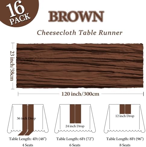 16 Pack 23 x 120 Inch Brown Table Runner 10Ft Cheesecloth - Image 2