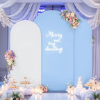 White Blue Arch Backdrop Cover Set of 3 Party Wedding Arch Covers Stretchy Backdrop 7.2FT 6.6FT 6FT Decorations Baby Shower Bridal Shower Photo Birthday Arch Stand Cover Spandex - Image 5