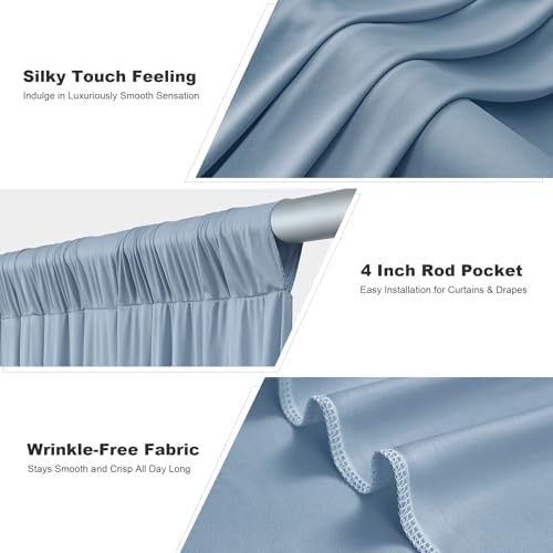10x14ft Dusty Blue Backdrop Curtains for Wedding Party, 2 Panels 14 ft Long Back Drop Cloth, Wrinkle-Free Polyester Drapes for Birthday, Baby Shower, Stage Photography Background - Image 3