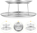 UPKOCH 2 Tier Stainless Steel Serving Tray Set - Image 5