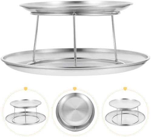 UPKOCH 2 Tier Stainless Steel Serving Tray Set - Image 5