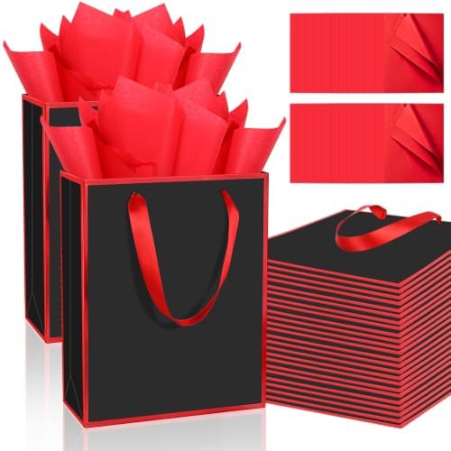 Epoesch 24 Pack Gift Bags with Handles & 24 Tissue Papers – 8x5x10 Inches by Unknown