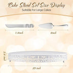 Wenqik 20 Inch White Cake Stand Set Metal Round Cupcake Dessert Stand with Cake Cutting, Flower Spatula Wedding Cupcake Pastry Display Candy Holder Display for Wedding Party Birthday Baby Shower - Image 2
