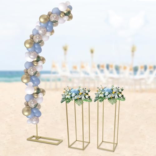 Metal Arch Backdrop Stand, 6.56FT Wedding Arch Ballon Stand with 2 Square Frame Stand Sets, Reusable Metal Ballon Column Kit, Balloon Arch Stand for Birthday, Wedding, Graduation, Baby Shower Party - Image 5