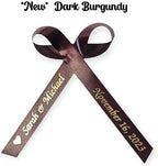 25 Personalized Ribbons Assesmbled Bows Custom Bridal Shower Favor Party Favors Wedding Bridesmaid Memorial Ribbons Funeral Baby Invitations Mis XV años Quinceanera (Burgundy) - Image 4