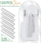 120 PCS Silver Satin Chair Sashes, 7 x 108 Inch - Image 2