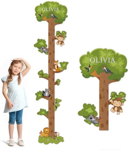 Custom Name Wood Height Tracker, Kids Growth Chart for Wall by Woodemon