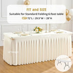 6 Pack Ivory Spandex Tablecloths for Rectangle Tables 6 Foot Ivory Stretch Table Cloth Rectangle 6ft Elastic Fitted Table Cover with Skirt for Wedding Birthday Party Banquet Baby Shower Buffet Event - Image 7