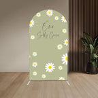 One Silly Goose Arch Backdrop Cover 7.2FT Daisy Flower Green Arch Stand Cover for Baby Shower 1st Birthday Party Decorations by Aerdce