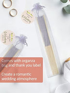 Cosweet 60 Set Wedding Hand Fans with Thank You Tags, Organza Bags - Image 3