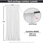 White Backdrop Curtains for Wedding Parties, 20x7FT Wrinkle Free Photo Backdrop Curtains for Wedding Birthday Party Baby Shower, Fabric Drape with Rod Pockets 5ft x 7ft, 4 Panels - Image 5