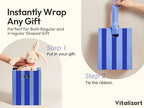 Vitalizart Striped Paper Gift Bags With Ribbon Handles Small Bulk Pack - Image 4