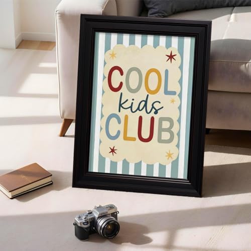 Vintage Framed 24x36 inch Trendy Preppy Blue Striped Wall Art Cool Kids Club Quotes Poster Modern Funny Toddler Canvas Prints for Kids Playroom Bedroom Wall Decor - Image 3
