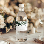 Personalized Water Bottle Labels with Choice of 30 Flower Styles - Choose Font and Pre-Made Phrases or Design Custom Text - LABELS ONLY (002 Green Leaves, 2 inch (8.5x2")) - Image 2
