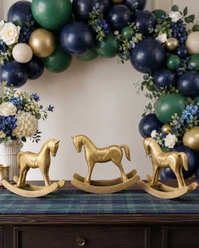 3 Pack Gold Wooden Rocking Horse Decor, 9.4 Inch Baby Shower Centerpieces - Image 4