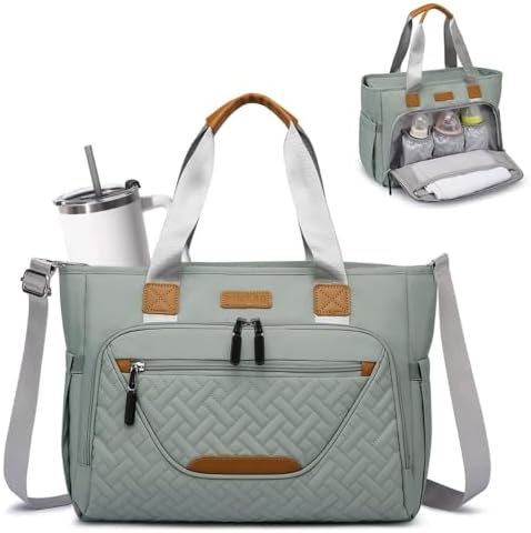 FHELAD Diaper Bag Tote, Large Tote Diaper Bag with Luggage Strap, 14 Pocket by FHELAD