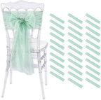 QueenDream Light Green Lace Chair Sashes 32 Pack Embroidered Chair Cover by QueenDream