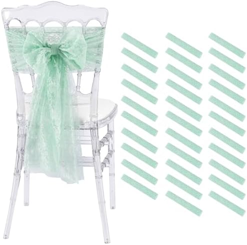 QueenDream Light Green Lace Chair Sashes 32 Pack Embroidered Chair Cover by QueenDream