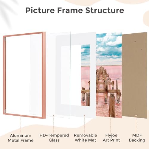 20x24 Metal Picture Frame for Wall With Mat for 16x20, 20''x24'' Aluminum Photo Frames With Tempered Glass for Home Decor, Minimalist Modern Poster Frame Horizontal And Vertical Formats, Rose Gold - Image 5