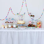 Tegeme 16 Pieces White Plastic Table Skirts for Rectangle Tables, 14 ft x 29 in Disposable Ruffle Table Skirting with Adhesive Strip, Bulk Party Supplies for Wedding, Birthday, Baby Shower & Banquet - Image 6