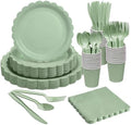 Goodluck 350 PCS Sage Green Paper Plates Set, 50 Guest Green Party Supplies by GoodLuck
