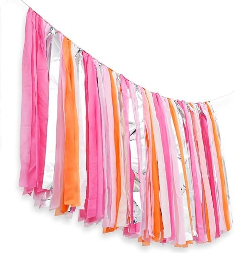 PapaKit 5ft Extra Large Sunset Sorbet Streamer Fringe Backdrop | Ready to Hang | String-Hanging Damage-Free Photo Booth Background for Summer Party, Bridal Shower, Birthday - Image 3