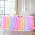 2 Pack Rainbow Tablecloth for 6 Foot Rectangle Tables Tulle Table Skirt - Image 7