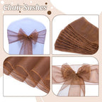MDS Pack of 250 PCS Organza Chair Sashes Wider Dining Chair Bows Ribbon Tie Back for Wedding Party Birthday Bridal Shower Reception Event Banquet Home Chair Cover Decoration - Coffee - Image 4