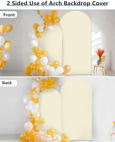 Hemmotop Stretchy Arch Backdrop Cover, Beige, 7.2ft, 6ft, Set of 2 - Image 6